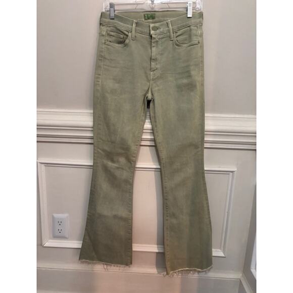 Mother Jeans The Weekender Fray Bootcut Flare High Rise Iceberg Green Size 29 - Picture 2 of 10